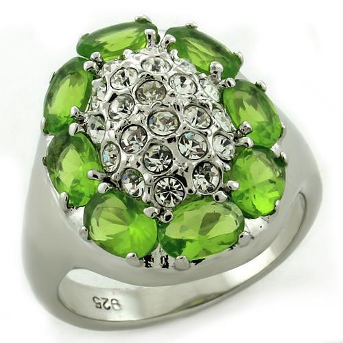 MALOAS1153 - High-Polished 925 Sterling Silver Ring with AAA Grade CZ  in Clear