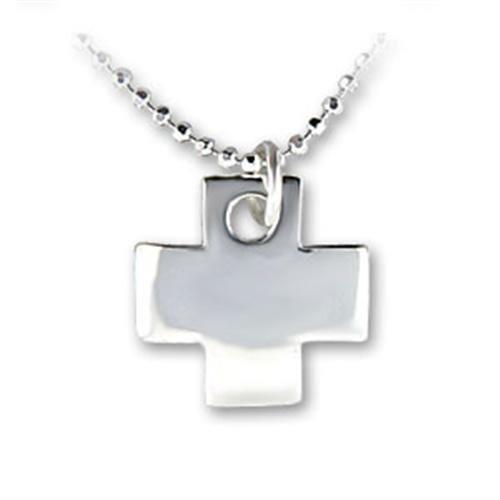 MALOAS1164 - High-Polished 925 Sterling Silver Chain Pendant with No Stone