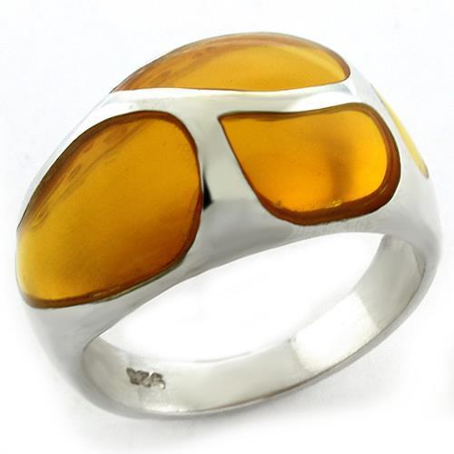 MALOAS1175 - High-Polished 925 Sterling Silver Ring with AAA Grade CZ  in Clear