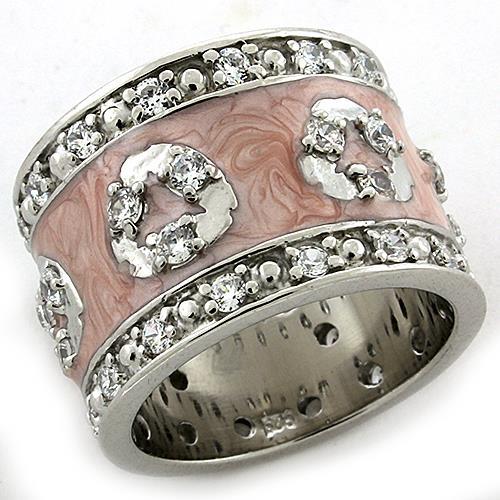 MALOAS1181 - Rhodium 925 Sterling Silver Ring with AAA Grade CZ  in Clear