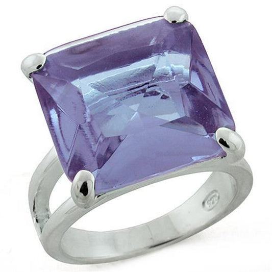 MALOAS1203 - High-Polished 925 Sterling Silver Ring with Synthetic Synthetic Glass in Light Amethyst