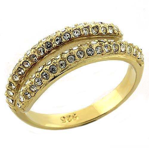 MALOAS1224 - Gold 925 Sterling Silver Ring with AAA Grade CZ  in Clear