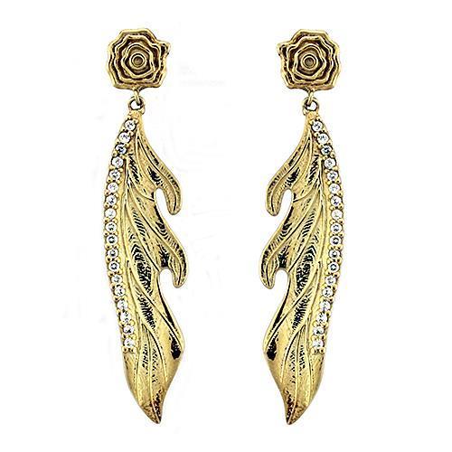 MALOAS1313 - Gold 925 Sterling Silver Earrings with AAA Grade CZ  in Clear