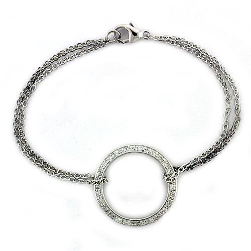MALOAS1317 - High polished (no plating) 925 Sterling Silver Bracelet with AAA Grade CZ  in Clear
