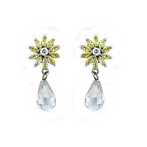MALOAS1332 - Rhodium 925 Sterling Silver Earrings with AAA Grade CZ  in Multi Color