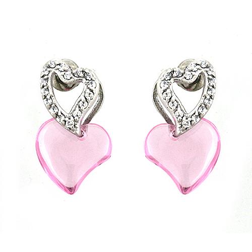 MALOAS1333 - Rhodium 925 Sterling Silver Earrings with AAA Grade CZ  in Rose