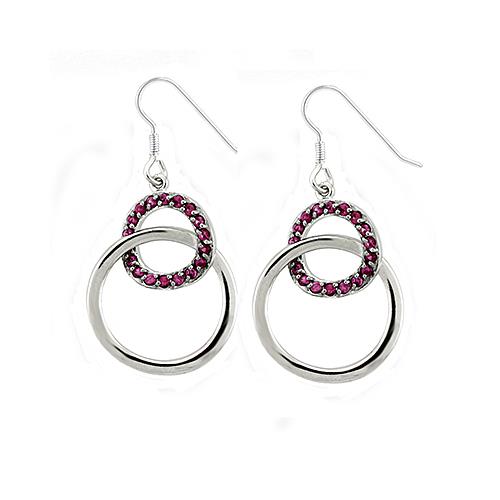 MALOAS1340 - Rhodium 925 Sterling Silver Earrings with AAA Grade CZ  in Siam