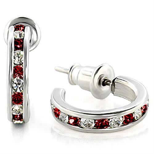 MALOAS1347 - High-Polished 925 Sterling Silver Earrings with Top Grade Crystal  in Garnet