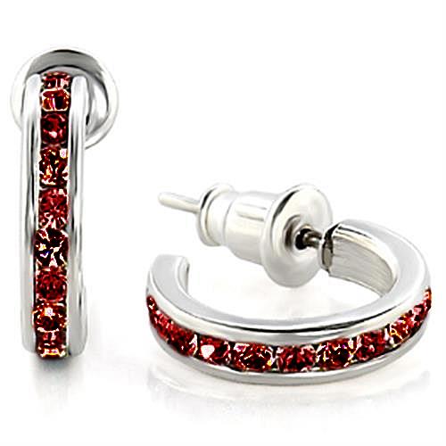 MALOAS1352 - High-Polished 925 Sterling Silver Earrings with Top Grade Crystal  in Garnet
