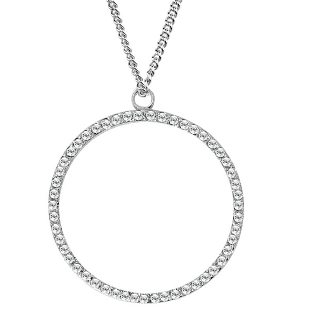 MALOAS1357 - Rhodium Brass Pendant with AAA Grade CZ  in Clear