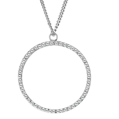 MALOAS1357 - Rhodium Brass Pendant with AAA Grade CZ  in Clear