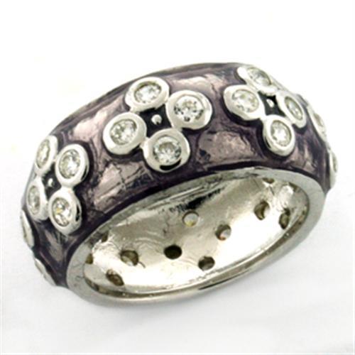 MALOAS730 - Rhodium 925 Sterling Silver Ring with Epoxy  in Light Amethyst