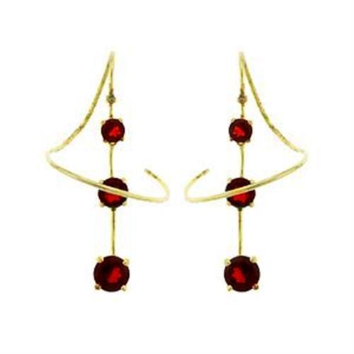 MALOAS798 - Gold 925 Sterling Silver Earrings with AAA Grade CZ  in Ruby