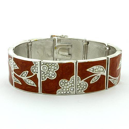 MALOAS812 - Rhodium 925 Sterling Silver Bracelet with Top Grade Crystal  in Clear