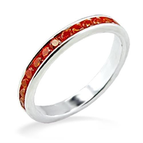 MALOAS829 - High-Polished 925 Sterling Silver Ring with AAA Grade CZ  in Orange