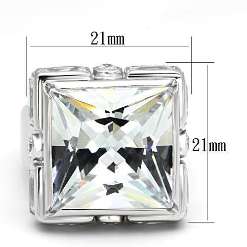 MALOAS862 - Rhodium 925 Sterling Silver Ring with AAA Grade CZ  in Clear