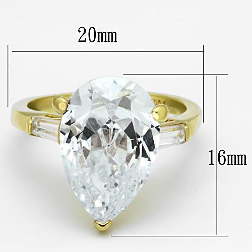 MALOAS867 - Gold 925 Sterling Silver Ring with AAA Grade CZ  in Clear