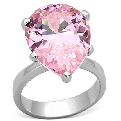 MALOAS948 - Rhodium 925 Sterling Silver Ring with AAA Grade CZ  in Rose