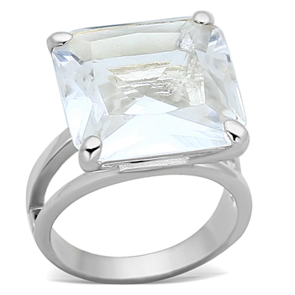 MALOAS949 - Silver 925 Sterling Silver Ring with Synthetic Synthetic Glass in Clear