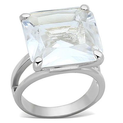 MALOAS949 - Silver 925 Sterling Silver Ring with Synthetic Synthetic Glass in Clear