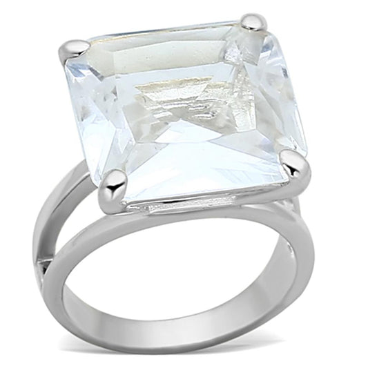 MALOAS949 - Silver 925 Sterling Silver Ring with Synthetic Synthetic Glass in Clear
