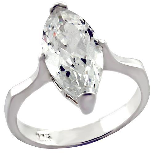MALOAS980 - High-Polished 925 Sterling Silver Ring with AAA Grade CZ  in Clear