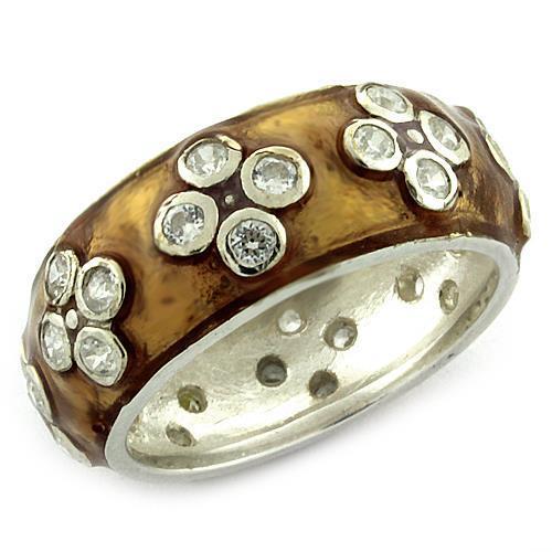 MALOAS992 - Rhodium 925 Sterling Silver Ring with AAA Grade CZ  in Clear