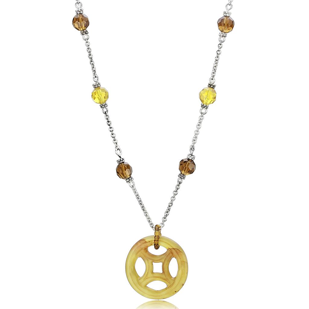 MALOS027 - Silver 925 Sterling Silver Necklace with Synthetic Jade in Multi Color