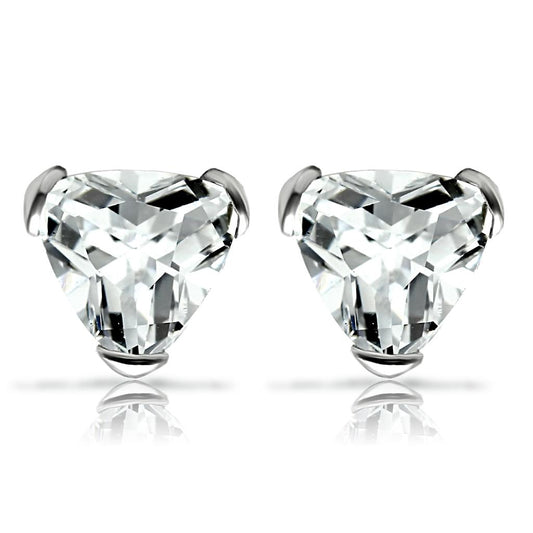 MALOS048 - Rhodium 925 Sterling Silver Earrings with AAA Grade CZ  in Clear