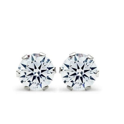 MALOS051 - Rhodium 925 Sterling Silver Earrings with AAA Grade CZ  in Clear