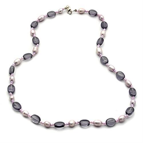 MALOS066 - Silver 925 Sterling Silver Necklace with Synthetic Synthetic Glass in Amethyst