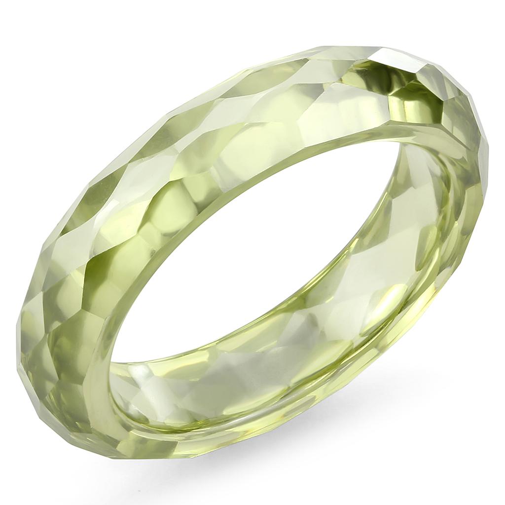 MALOS082 -  Stone Ring with AAA Grade CZ  in Olivine color