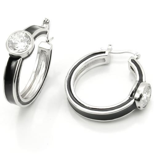 MALOS173 - Rhodium 925 Sterling Silver Earrings with AAA Grade CZ  in Clear