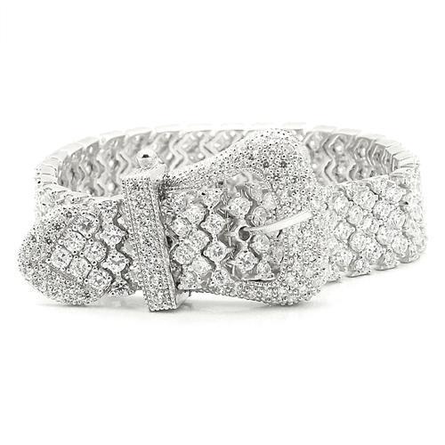 MALOS179 - Rhodium 925 Sterling Silver Bracelet with AAA Grade CZ  in Clear