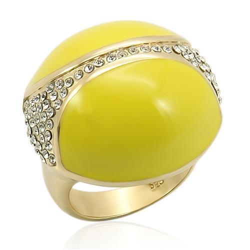 MALOS184 - Gold 925 Sterling Silver Ring with Top Grade Crystal  in Clear