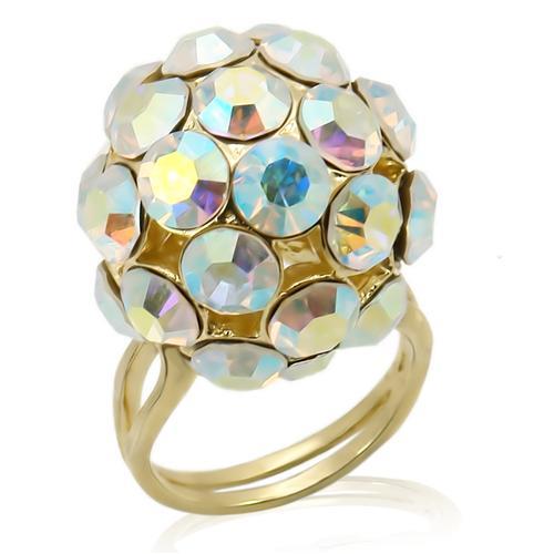 MALOS189 - Gold 925 Sterling Silver Ring with Top Grade Crystal  in White