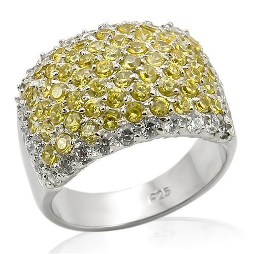 MALOS204 - Rhodium 925 Sterling Silver Ring with AAA Grade CZ  in Topaz