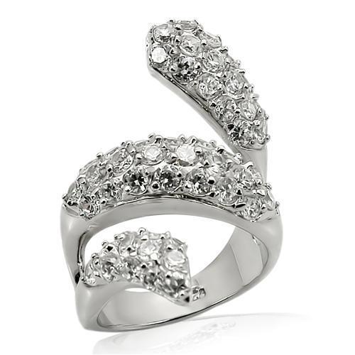 MALOS219 - Rhodium 925 Sterling Silver Ring with AAA Grade CZ  in Clear