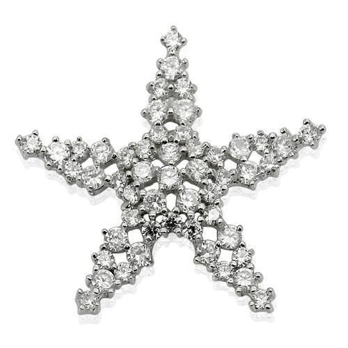 MALOS235 - Rhodium 925 Sterling Silver Pendant with AAA Grade CZ  in Clear