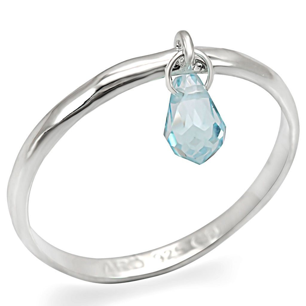 MALOS268 - Silver 925 Sterling Silver Ring with Genuine Stone  in Sea Blue