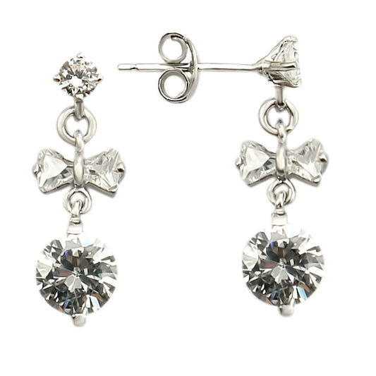 MALOS313 - Rhodium 925 Sterling Silver Earrings with AAA Grade CZ  in Clear