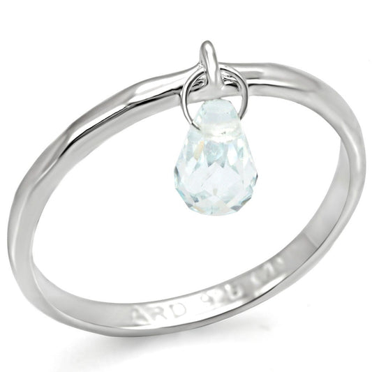 MALOS318 - Silver 925 Sterling Silver Ring with Genuine Stone  in Aquamarine