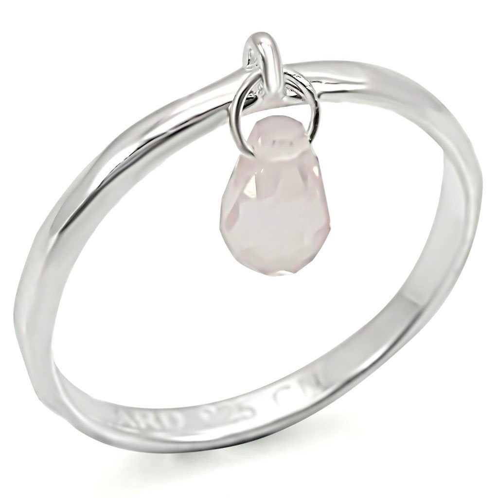 MALOS323 - Silver 925 Sterling Silver Ring with Genuine Stone  in Light Rose