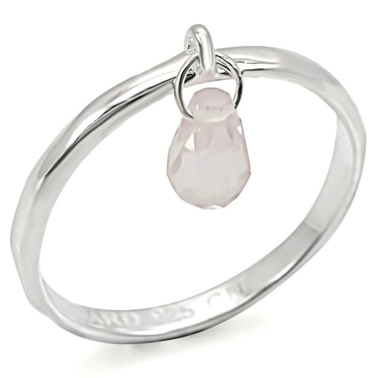 MALOS323 - Silver 925 Sterling Silver Ring with Genuine Stone  in Light Rose