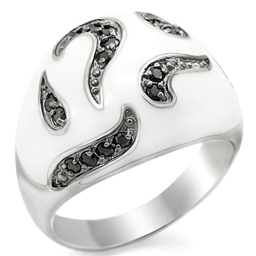 MALOS355 - Rhodium + Ruthenium 925 Sterling Silver Ring with AAA Grade CZ  in Jet