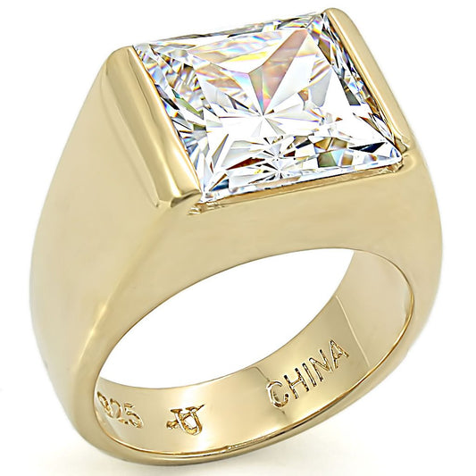 MALOS375 - Gold 925 Sterling Silver Ring with AAA Grade CZ  in Clear