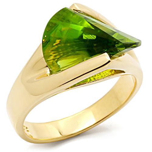 MALOS398 - Gold 925 Sterling Silver Ring with Synthetic Spinel in Peridot