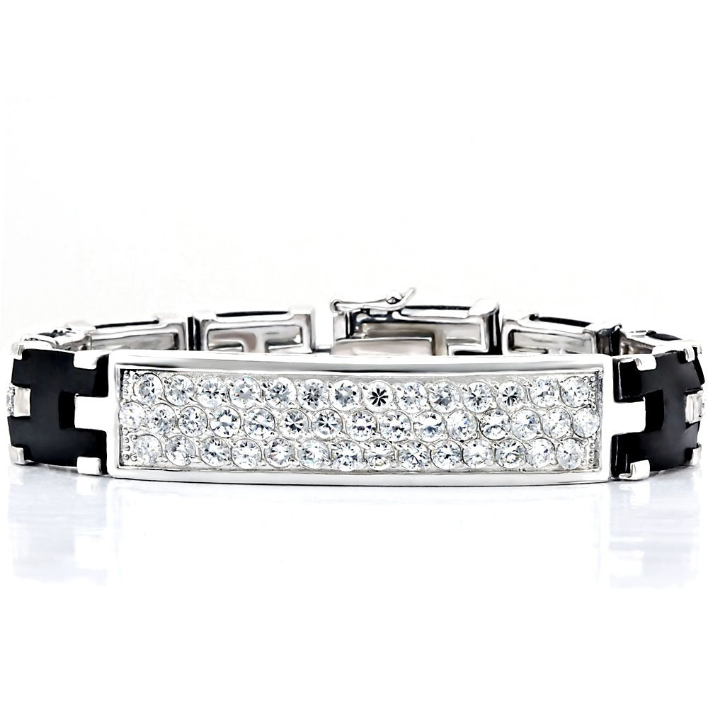 MALOS413 - Rhodium 925 Sterling Silver Bracelet with AAA Grade CZ  in Clear