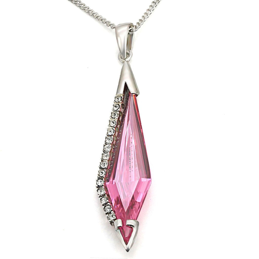 MALOS473 - Silver 925 Sterling Silver Pendant with AAA Grade CZ  in Rose