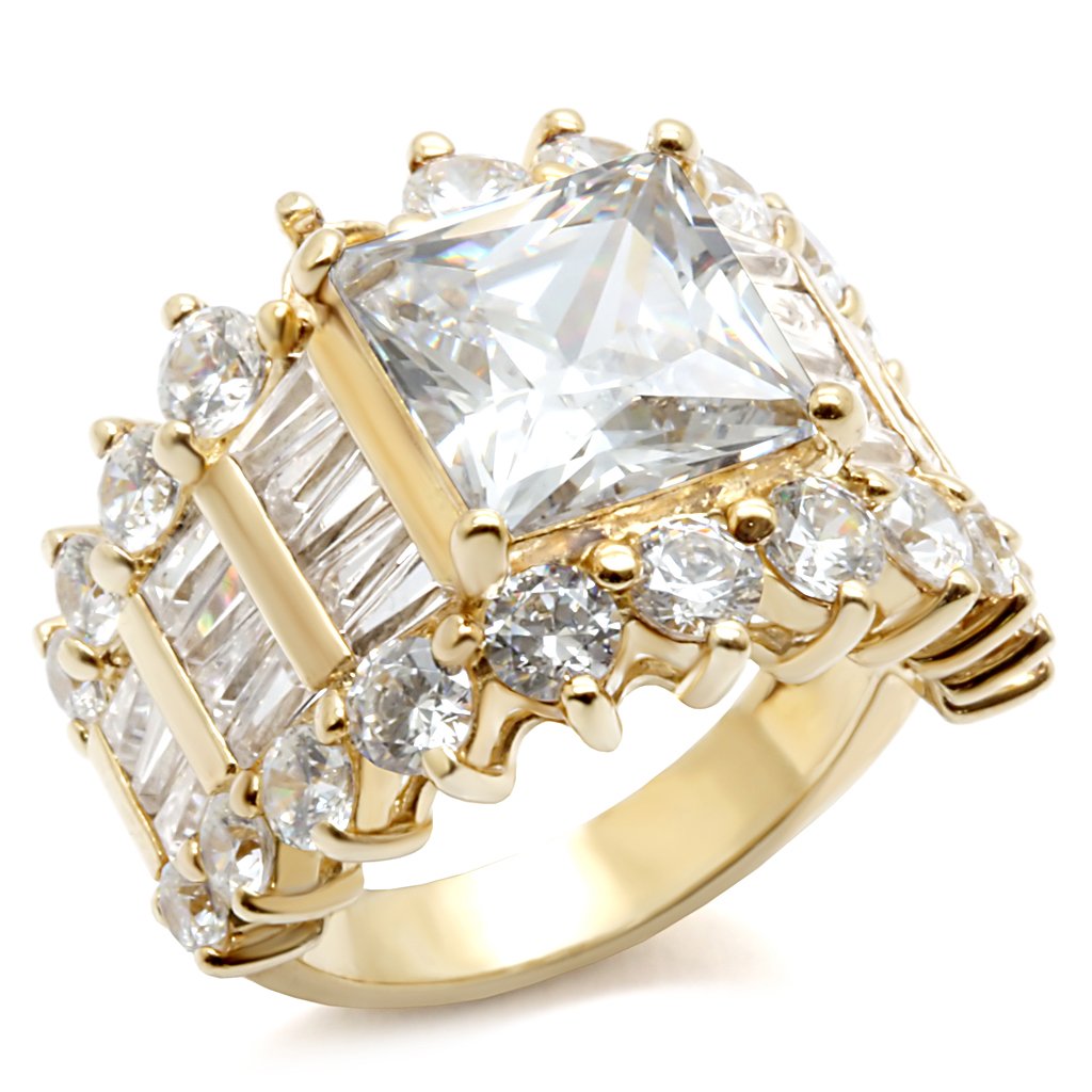 MALOS481 - Gold 925 Sterling Silver Ring with AAA Grade CZ  in Clear